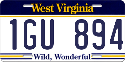 WV license plate 1GU894