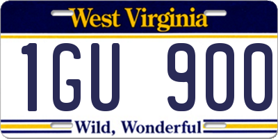 WV license plate 1GU900