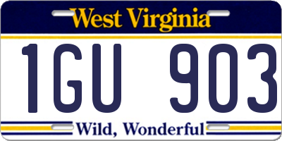 WV license plate 1GU903