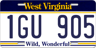 WV license plate 1GU905