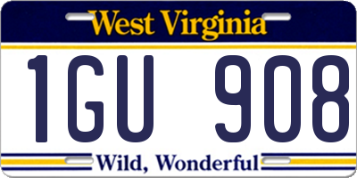 WV license plate 1GU908