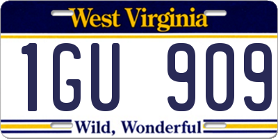 WV license plate 1GU909