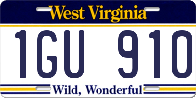 WV license plate 1GU910