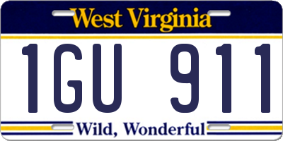 WV license plate 1GU911