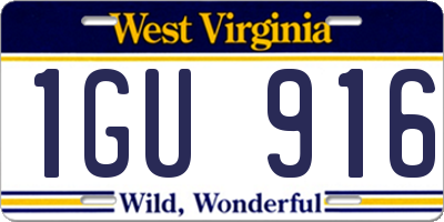 WV license plate 1GU916