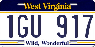 WV license plate 1GU917