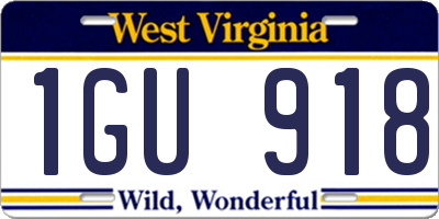 WV license plate 1GU918