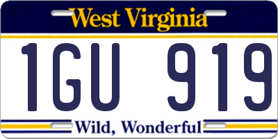 WV license plate 1GU919