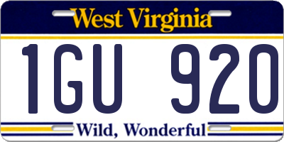 WV license plate 1GU920