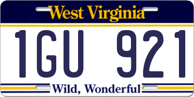 WV license plate 1GU921