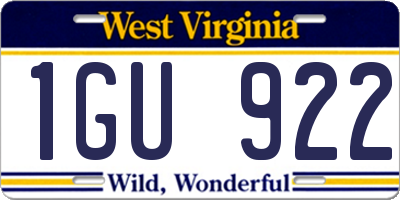 WV license plate 1GU922