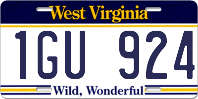 WV license plate 1GU924