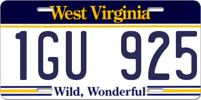 WV license plate 1GU925