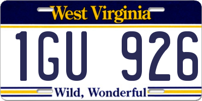 WV license plate 1GU926