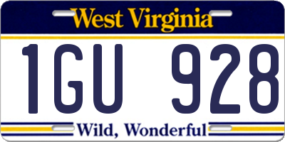 WV license plate 1GU928