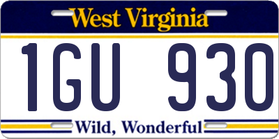 WV license plate 1GU930