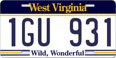 WV license plate 1GU931