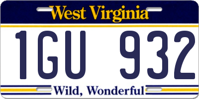WV license plate 1GU932