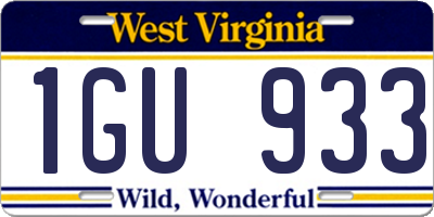 WV license plate 1GU933