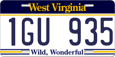 WV license plate 1GU935