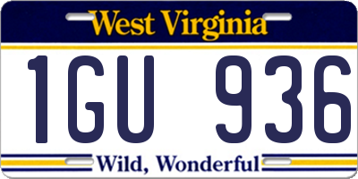 WV license plate 1GU936