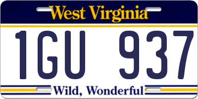 WV license plate 1GU937