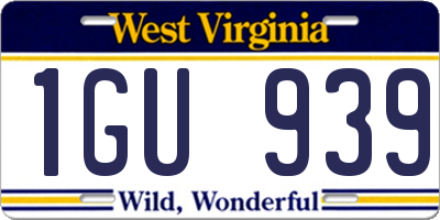 WV license plate 1GU939