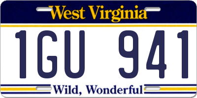 WV license plate 1GU941