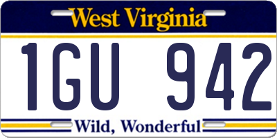 WV license plate 1GU942