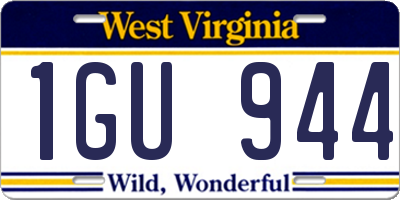 WV license plate 1GU944