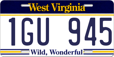 WV license plate 1GU945