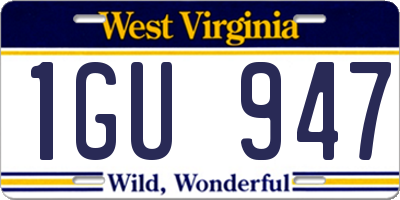 WV license plate 1GU947