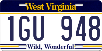 WV license plate 1GU948