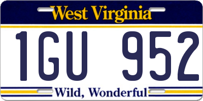 WV license plate 1GU952