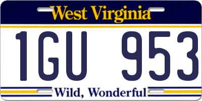 WV license plate 1GU953