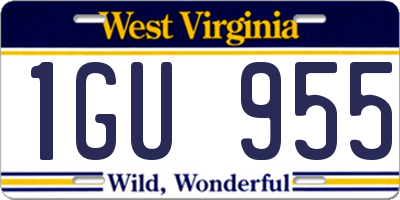 WV license plate 1GU955