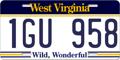 WV license plate 1GU958