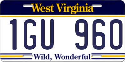 WV license plate 1GU960