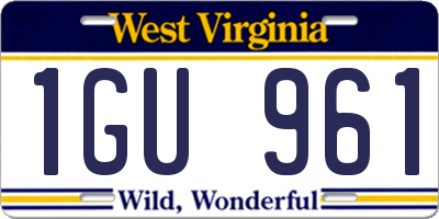 WV license plate 1GU961