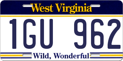 WV license plate 1GU962