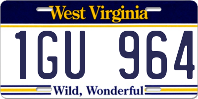 WV license plate 1GU964