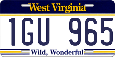 WV license plate 1GU965