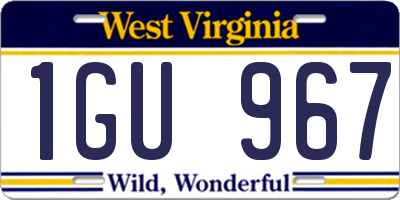 WV license plate 1GU967