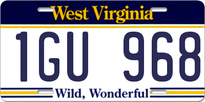 WV license plate 1GU968