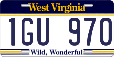 WV license plate 1GU970