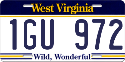WV license plate 1GU972