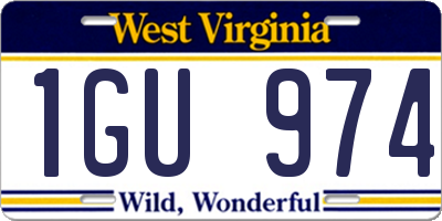 WV license plate 1GU974