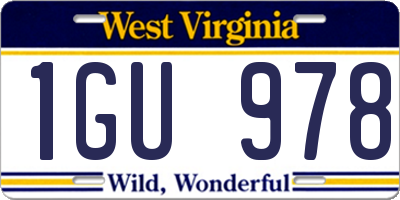 WV license plate 1GU978