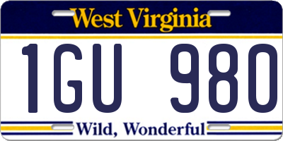 WV license plate 1GU980
