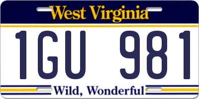 WV license plate 1GU981